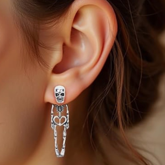 Hot Topic Halloween Skeleton Earrings Skull Dangle Earrings - Picture 1 of 3